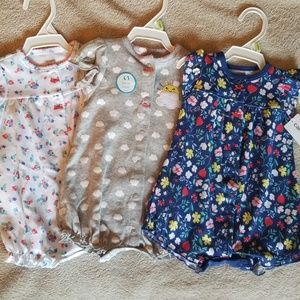 Bundle of 3 Baby Girls' Rompers